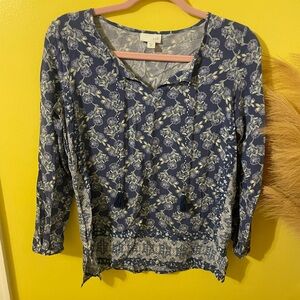 J. Jill Navy Floral Blouse